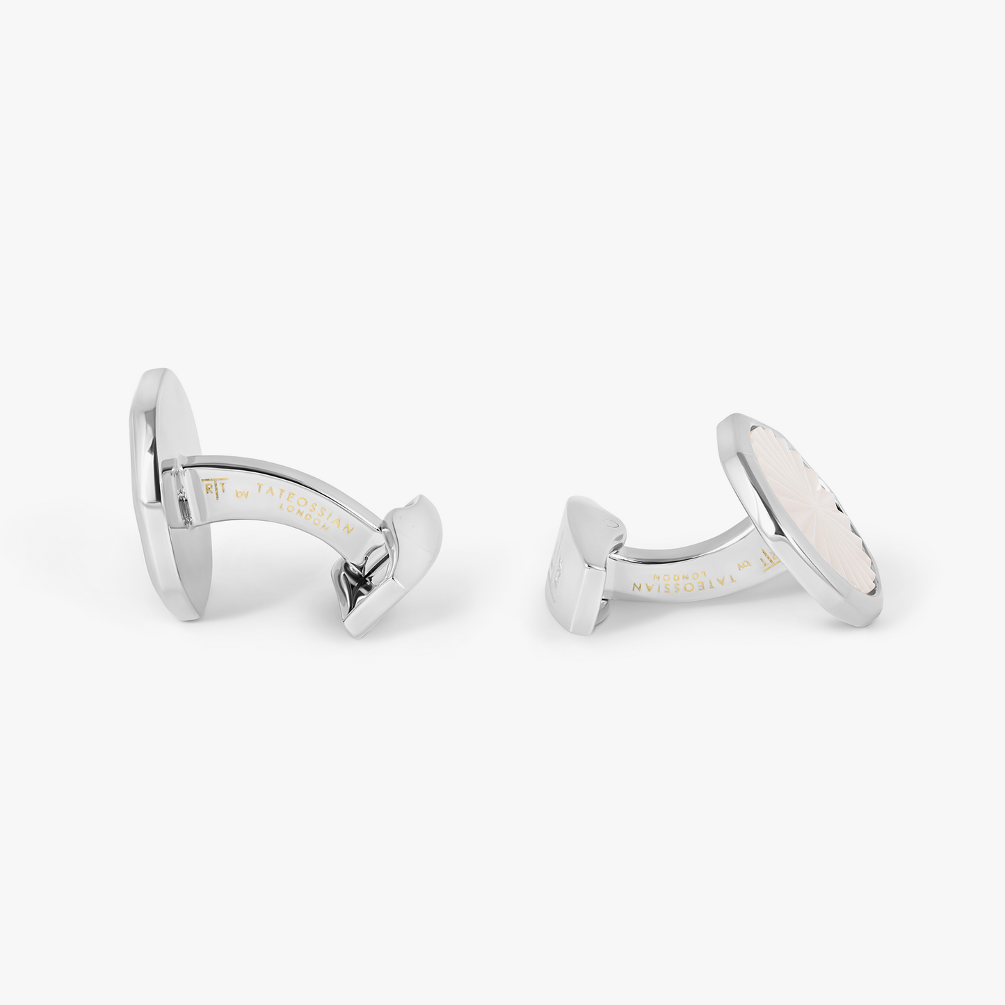 Sunburst Semi-Precious Cufflinks in Palladium plated & White Mother of Pearl