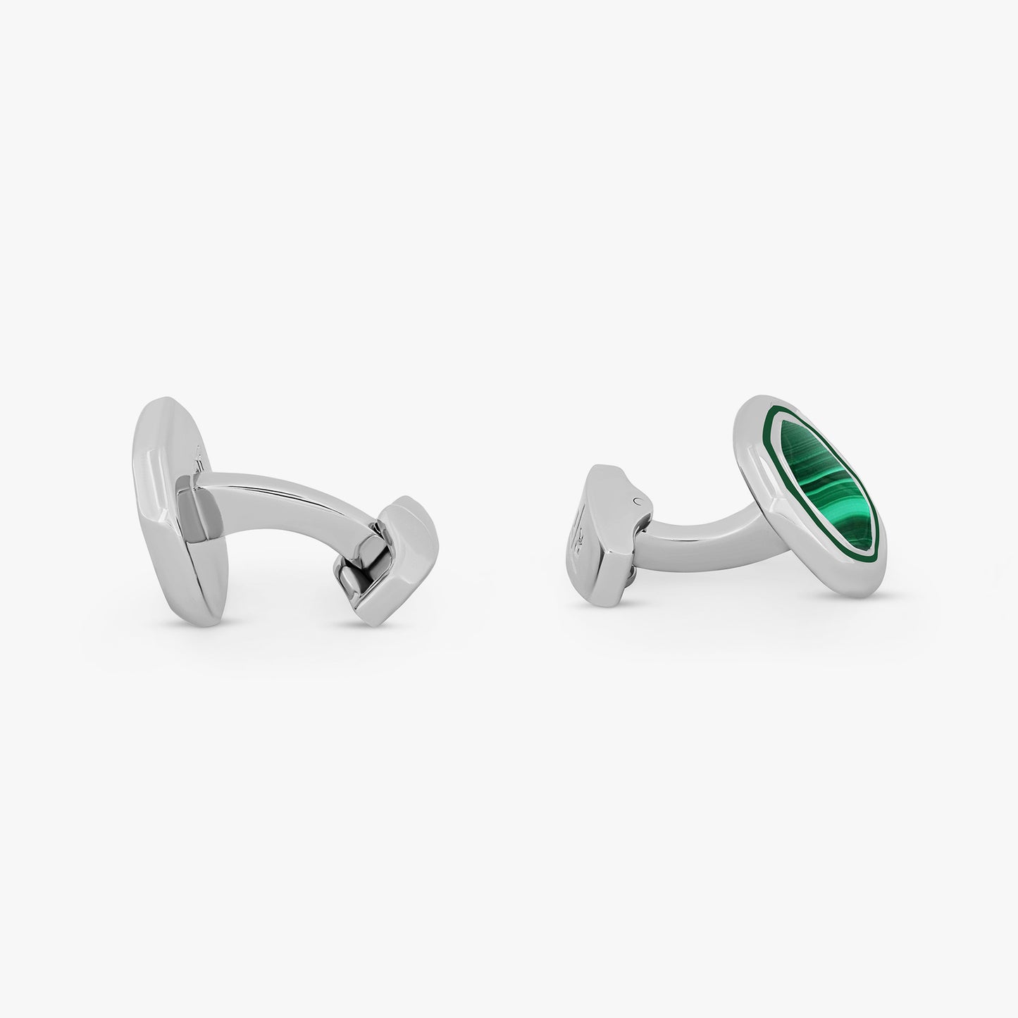 Octagon Semi-Precious Cufflinks With White Bronze plated in Malachite