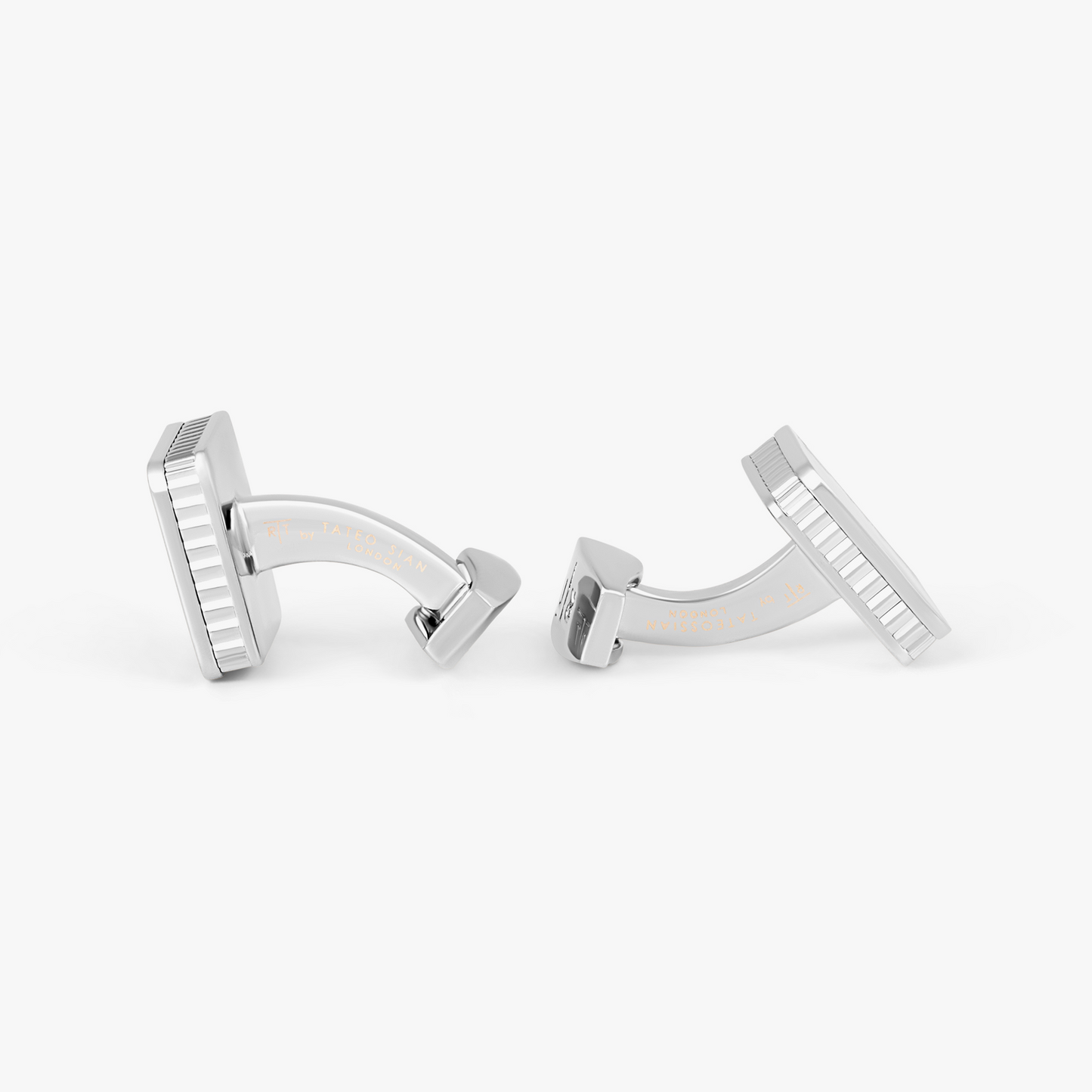 Diamond Giza Ice Cufflinks in Palladium plated & Black Enamel