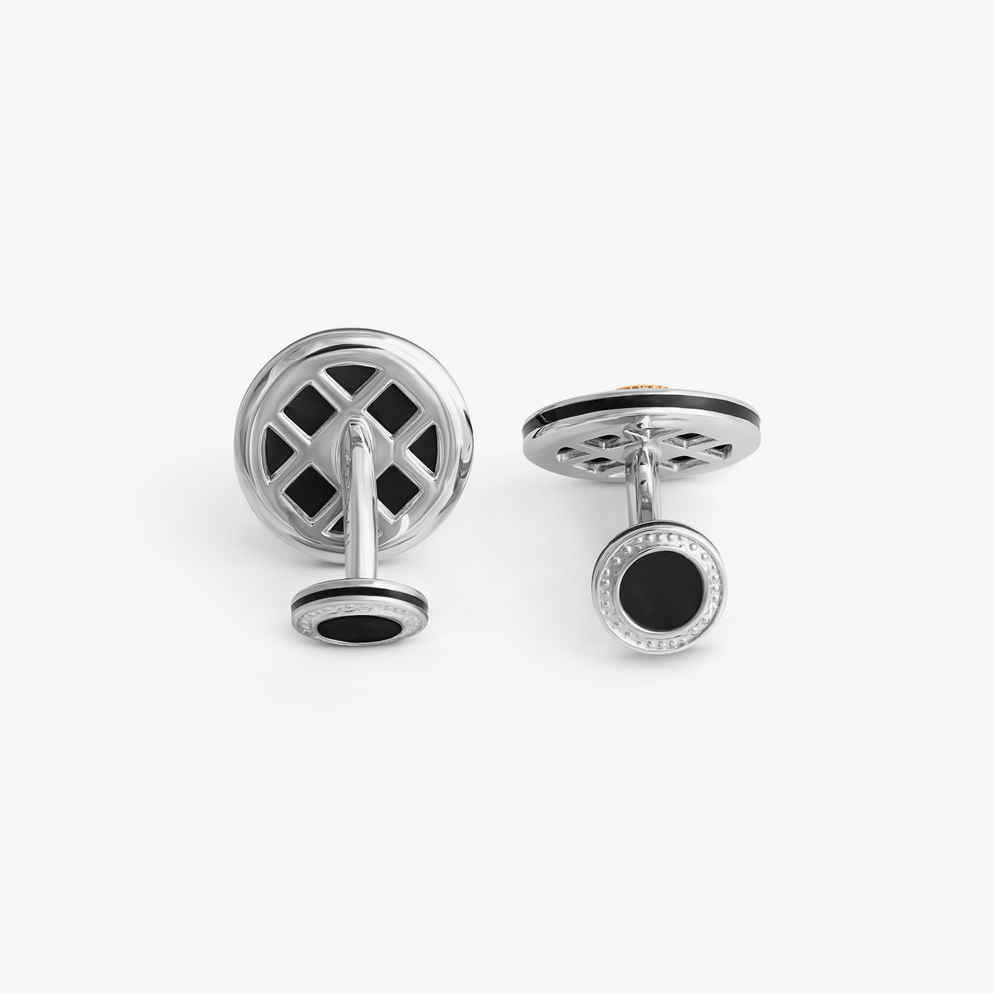 Precious UFO Sterling Silver Cufflinks in Yellow Gold & Onyx