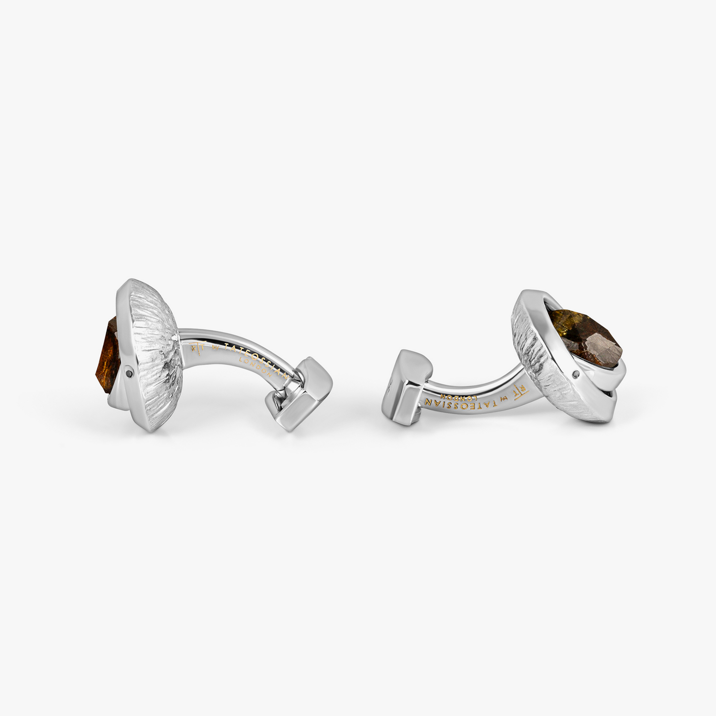 Swivelling Meteorites Cufflinks In Palladium Plated Base Metal With Brown Stony-Iron Meteorite (Limited Edition)