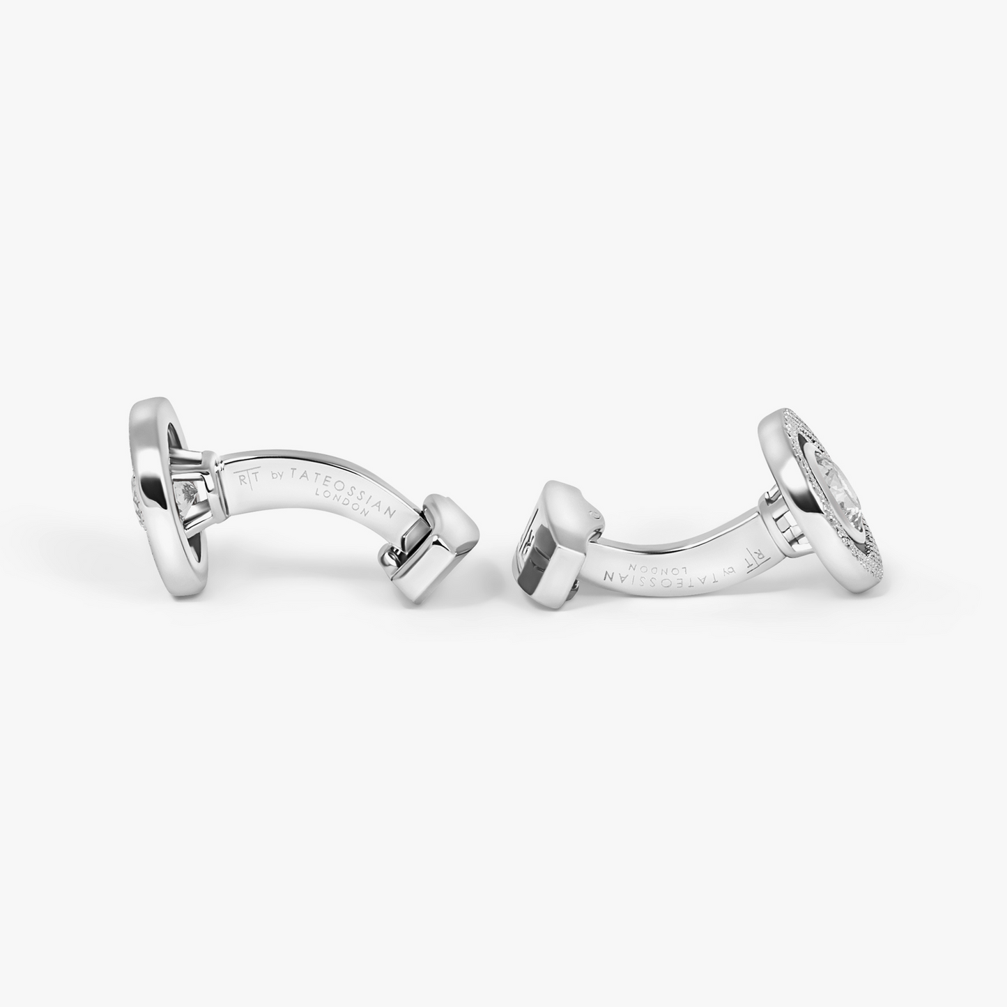 Halo round Cubic Zirconia Cufflinks In Rhodium Plated
