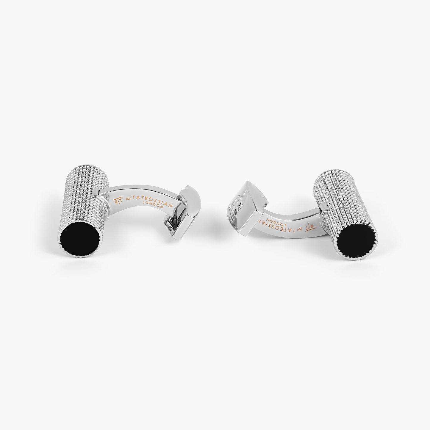 Cable Rope Cufflinks In White Bronze Plated Base Metal With Black Enamel