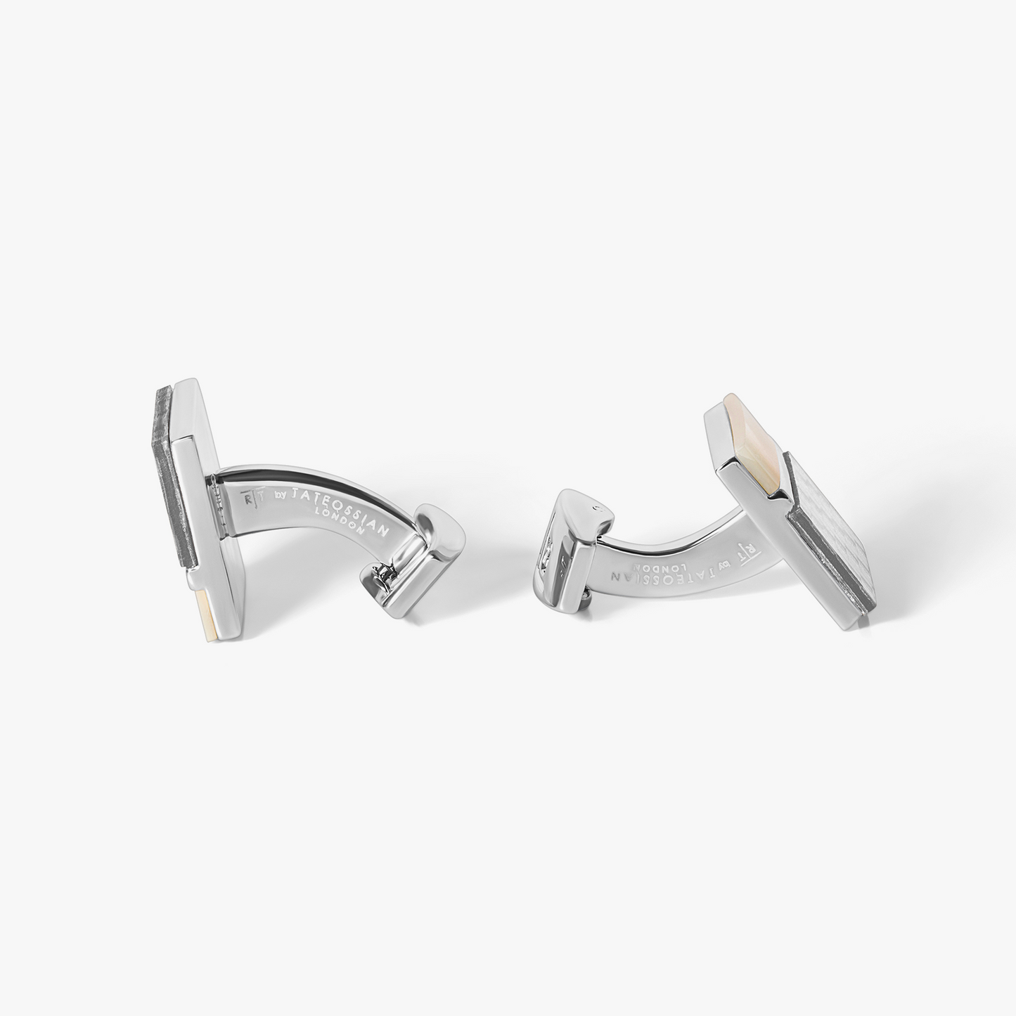 Carbon Mosiac Cufflink in White MOP