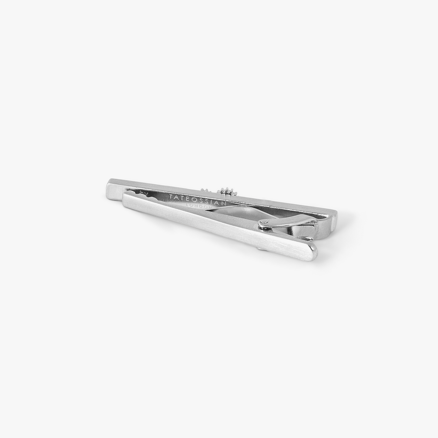 Carousel Gear Tie Clip In Palladium Plated Base Metal With Navy Enamel