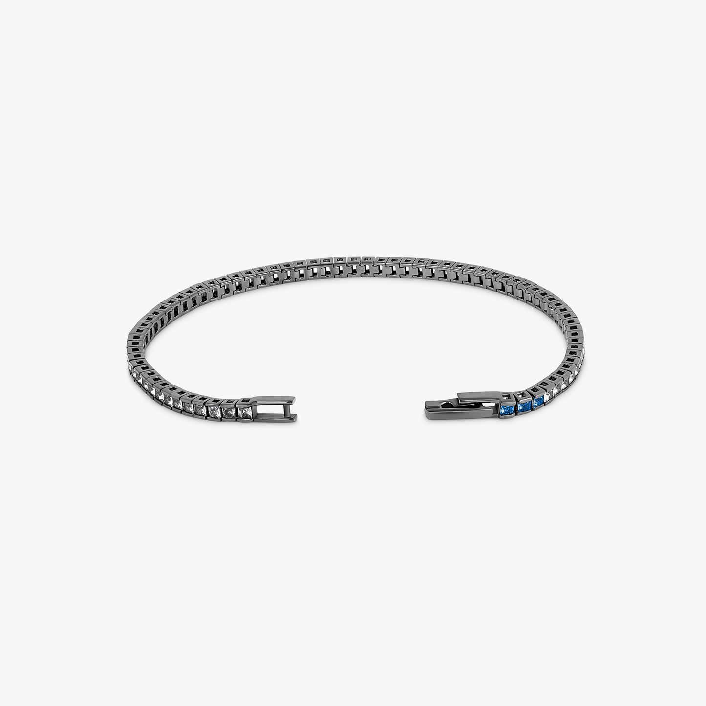 Quadro Tennis Semi-Precious Bracelet In Black Rhodium Plated Sterling Silver With White Spinel
