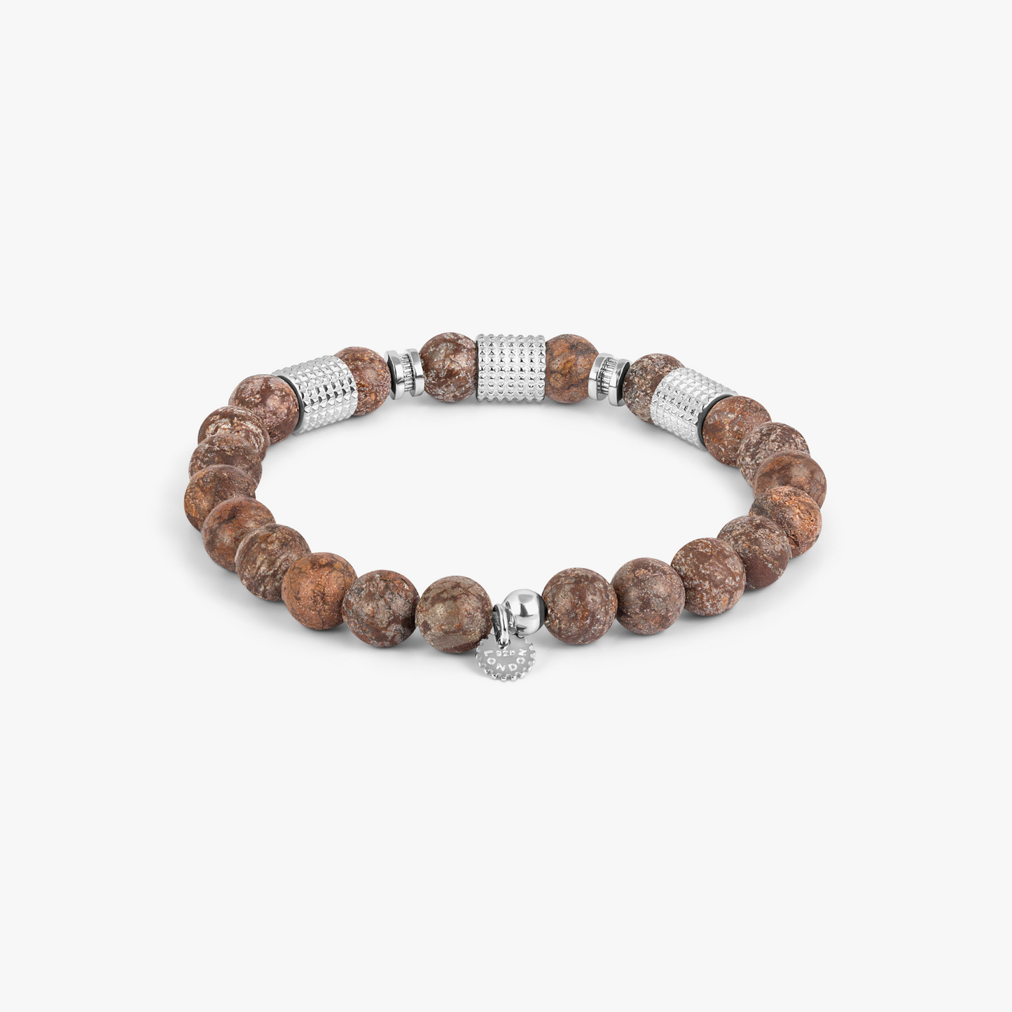 Giza Tubo Semi-Precious Bracelet In Rhodium Plated Sterling Silver With Snowflake Obsidian