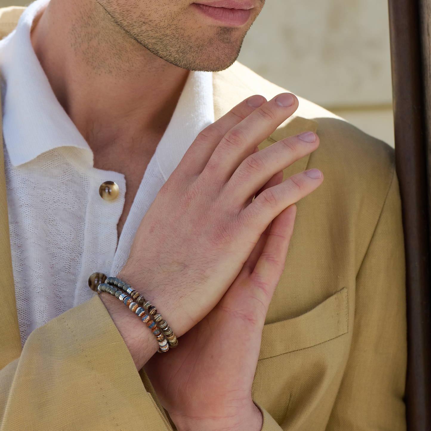 Stonehenge Graffiato Bracelet With Brown And Green Agate