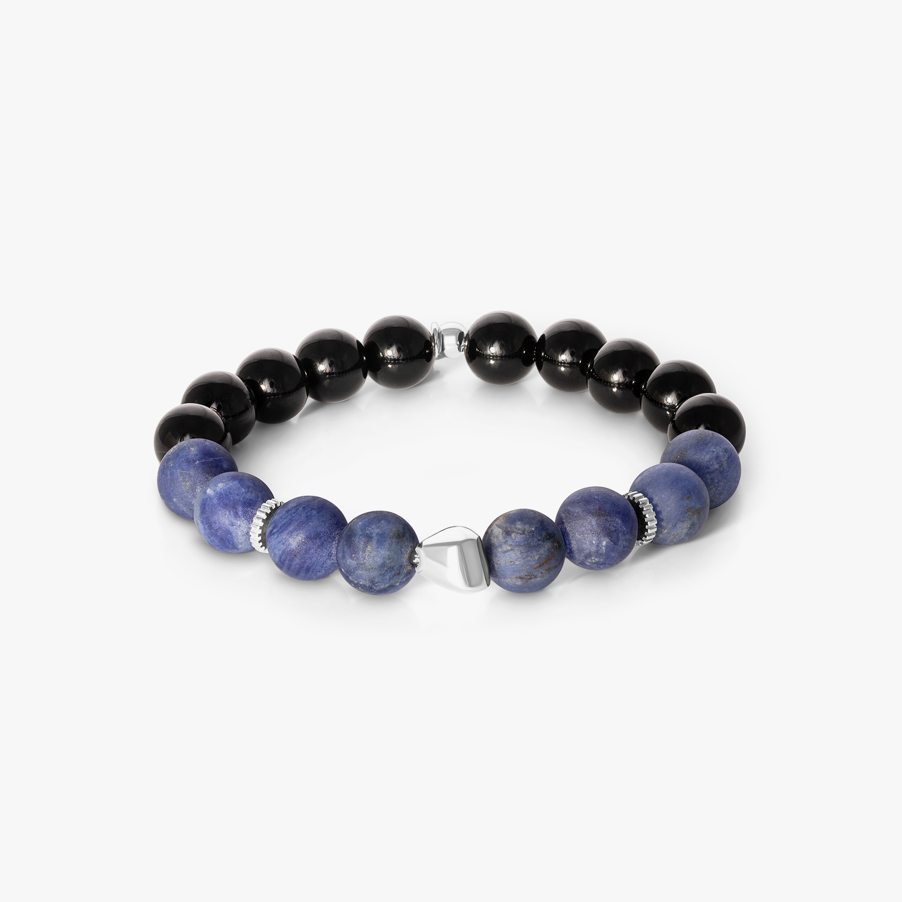 Maxi Nugget Beaded Bracelet in Rhodium plated with Sodalite 