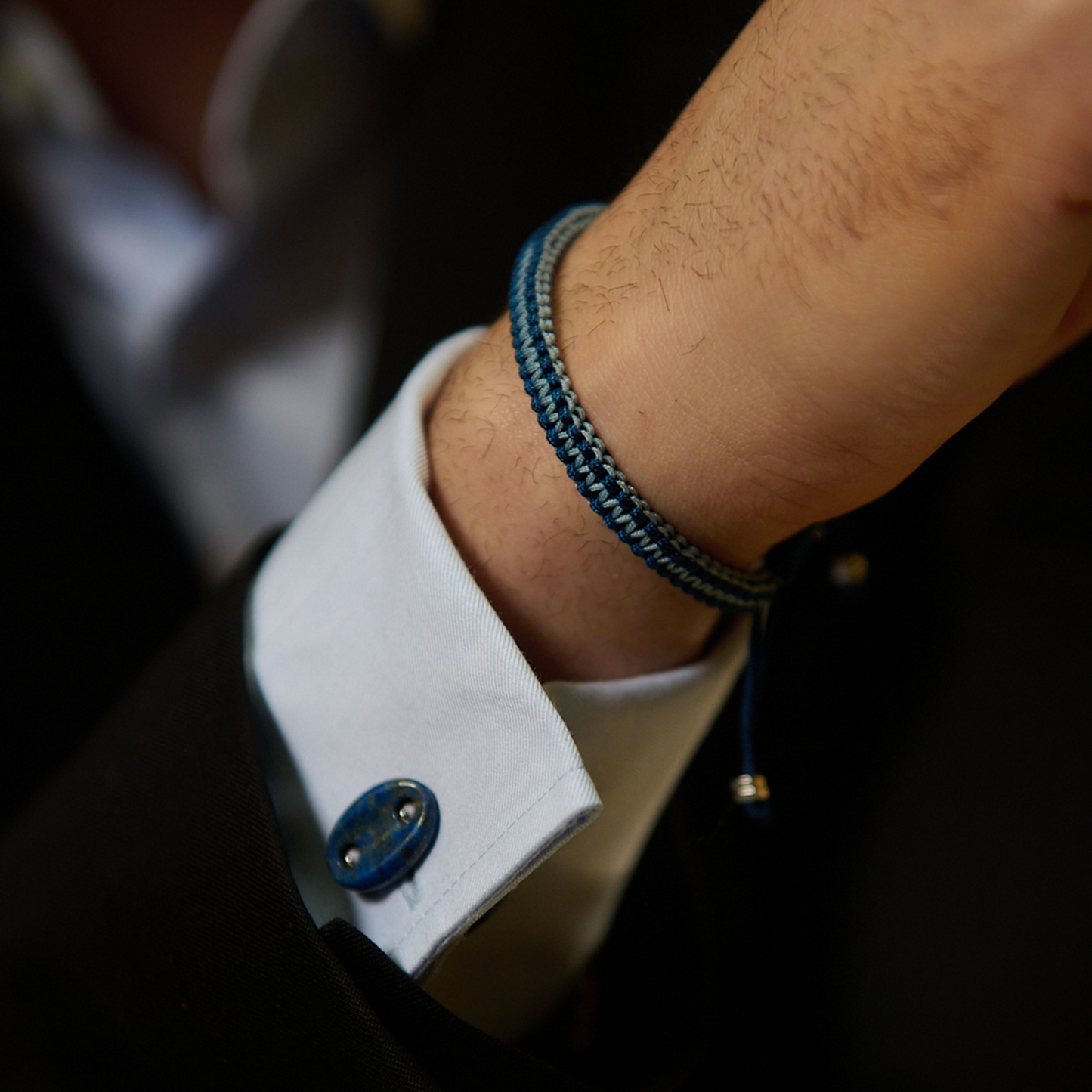 Evil Eye Macrame Bracelet in Blue