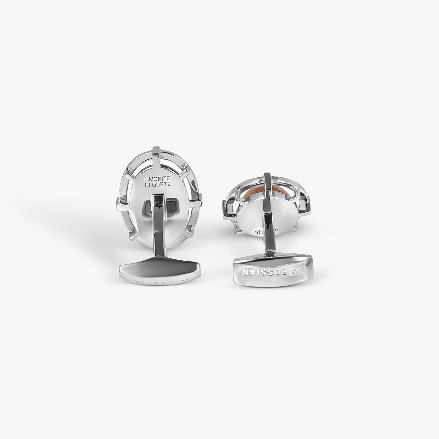 Legacy Cufflinks In Rhodium Plated Sterling Silver With Orange Limonite