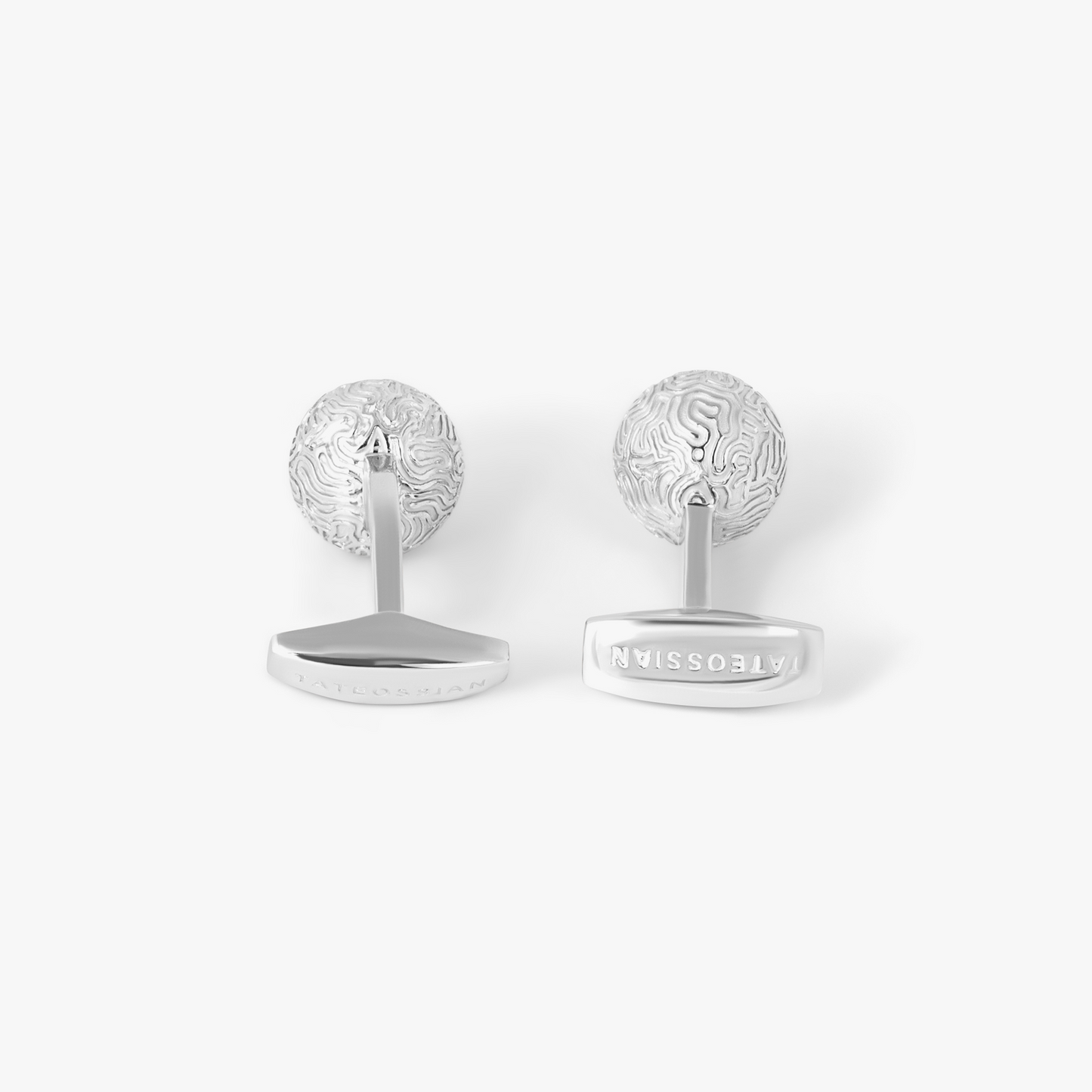 Coral Sphere Cufflinks In Rhodium Plated Sterling Silver With Coral Texture