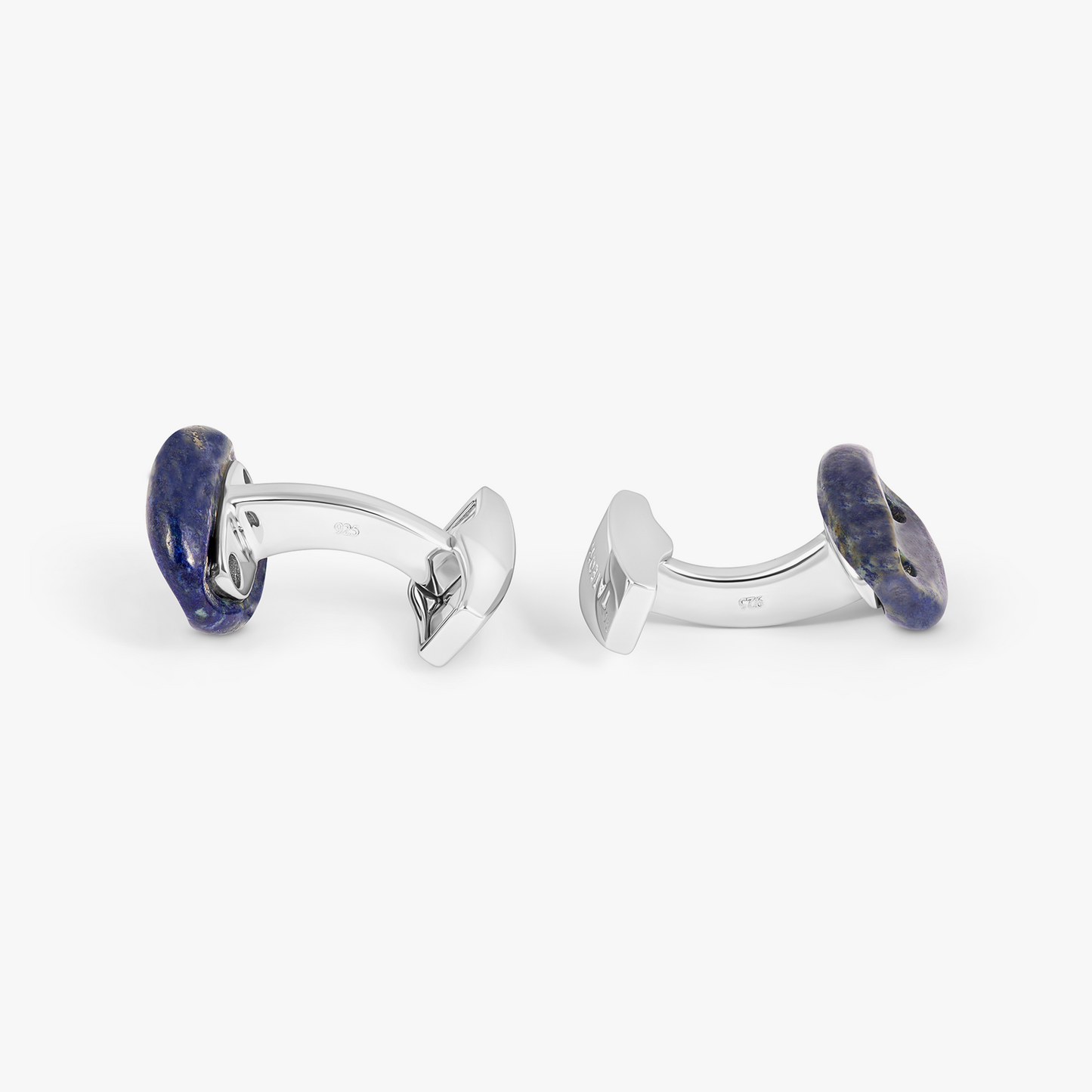 Marine Link Cufflinks In Rhodium Plated Sterling Silver With Lapis