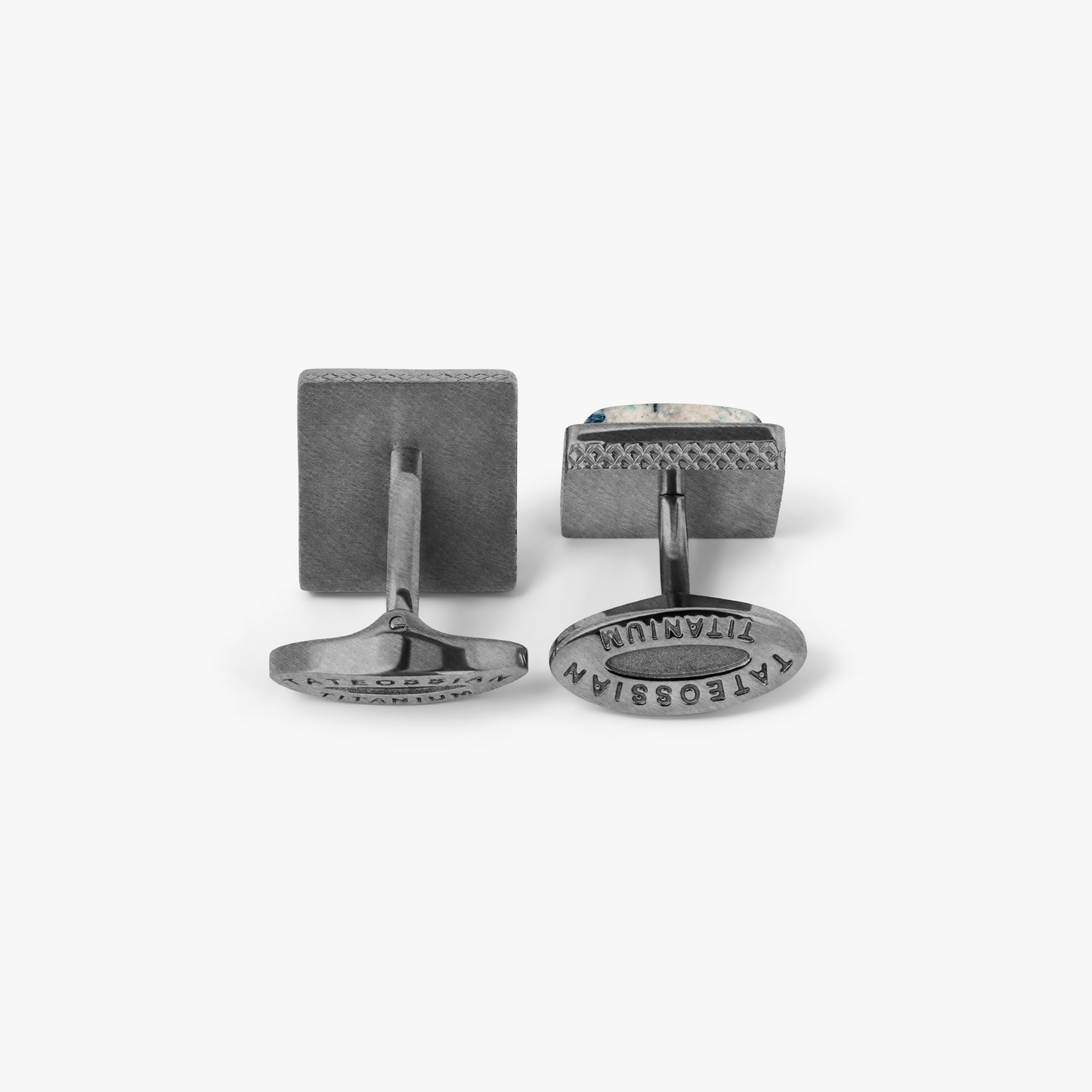 Titanium Classic Square Cufflinks with Celestial Blue Jasper