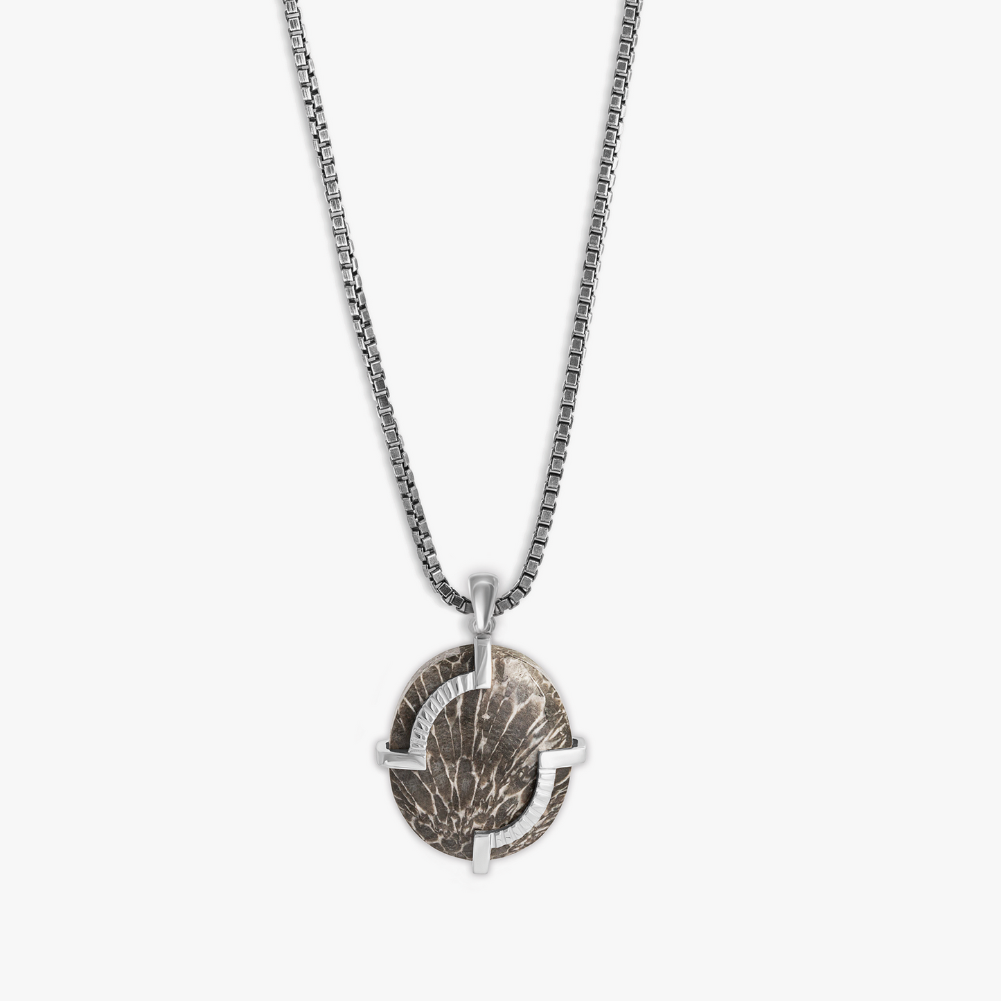 Bryozoan Pebble Necklace in Sterling Silver (LIimited Edition)
