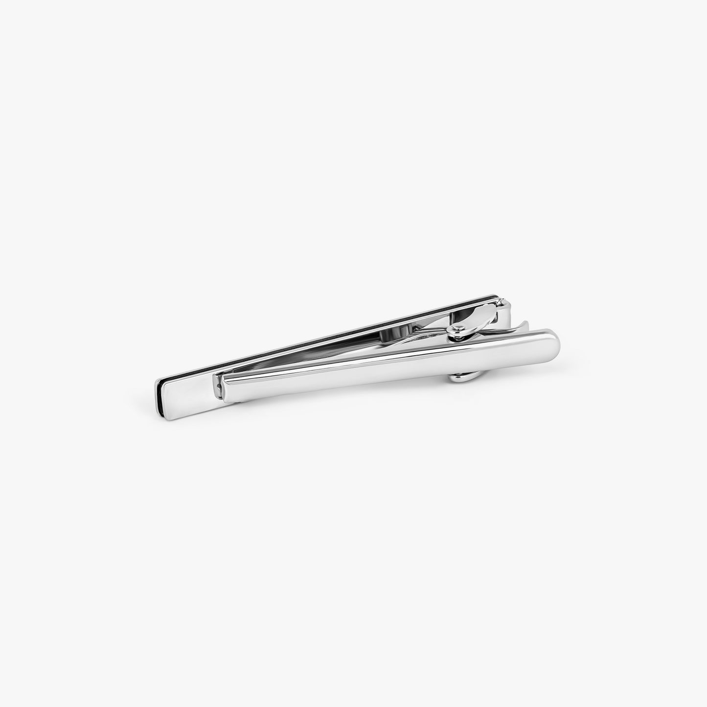 THOMPSON Cairo Leaf Tie Clip In White Bronze plated Stainless Steel With Black And White Enamel