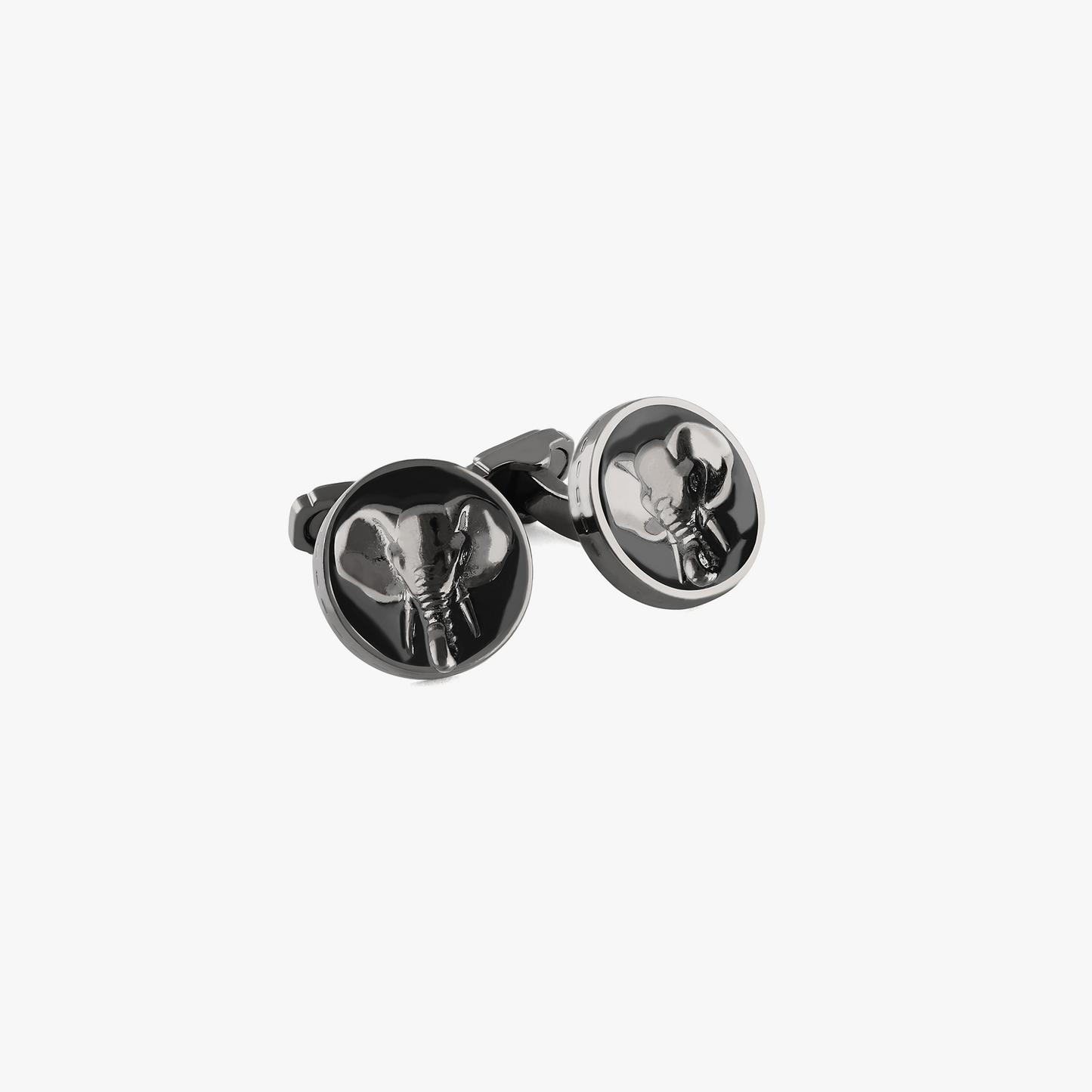 Thompson Enamelled Elephant Cufflinks in rhodium plated