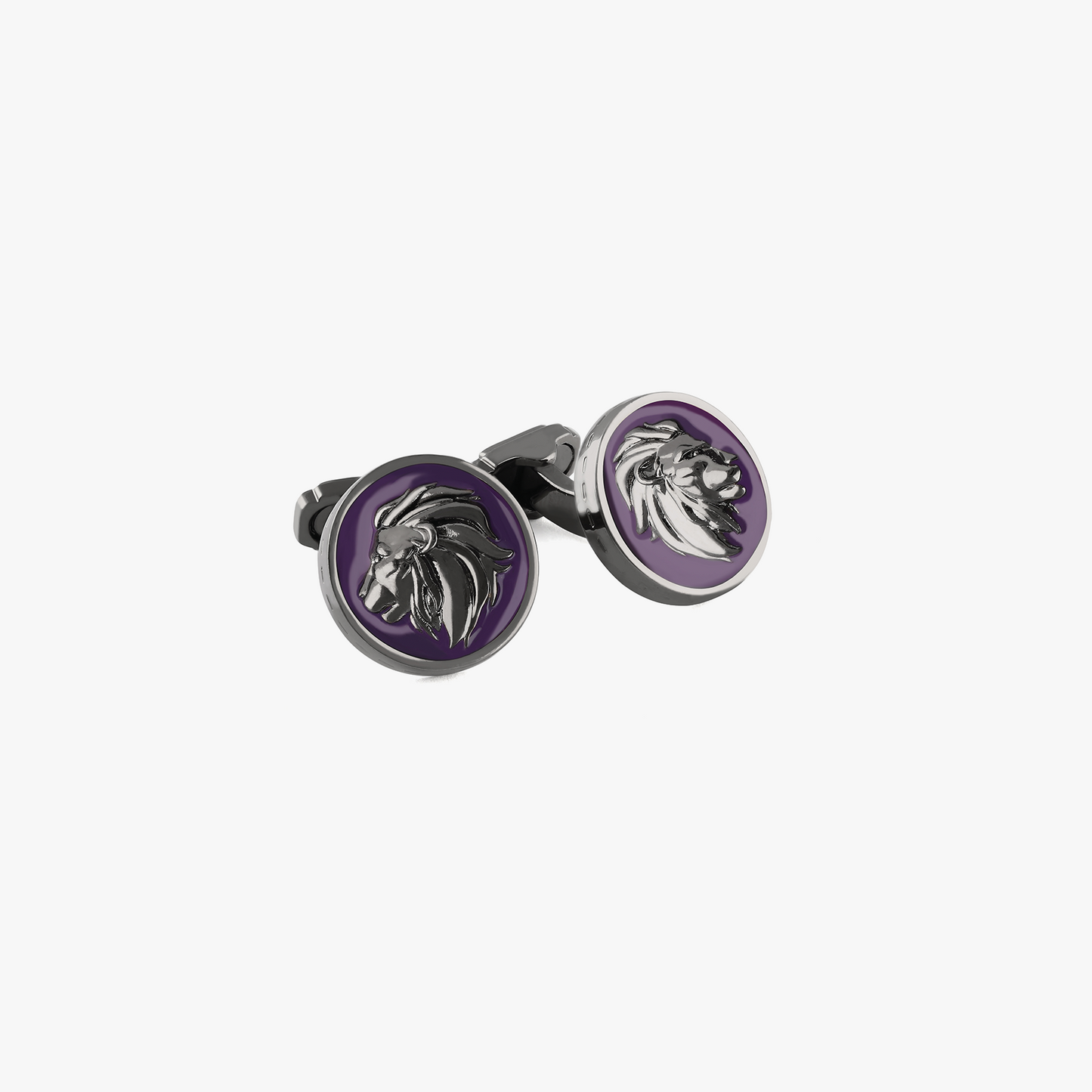 Thompson Enamelled Lion cufflink In Rhodium Plated
