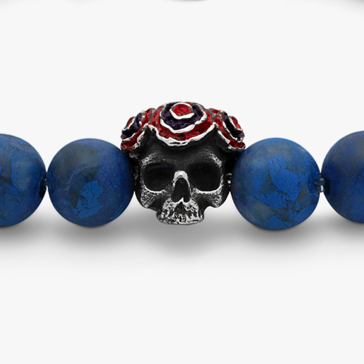 Skull Gear with Semi Precious Stone Bracelet - Frosted Sodalite