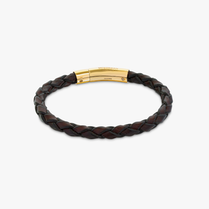 Tubo Scoubidou bracelet in brown leather with 18k yellow gold (UK) 3