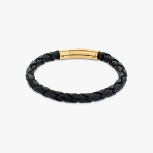 Tubo scoubidou bracelet in black leather with 18k yellow gold (UK) 3