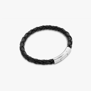 Tubo Scoubidou bracelet in black leather with 18k white gold (UK) 2