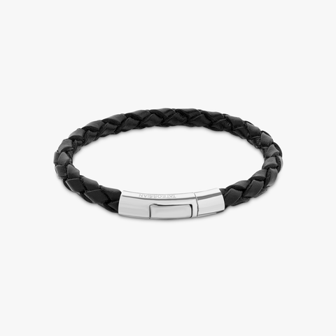 Tubo Scoubidou bracelet in black leather with 18k white gold (UK) 1
