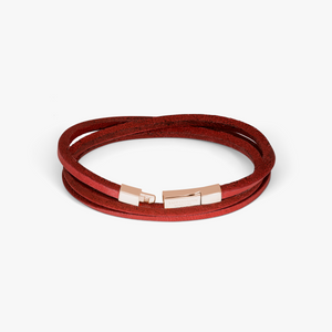 Fettuccine bracelet in Italian red leather with 18k rose gold (UK) 3