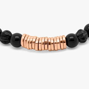 Discs Round bracelet with black agate and rose gold plated sterling silver (UK) 4