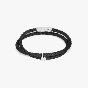 Diamantato bracelet in Italian black leather with sterling silver