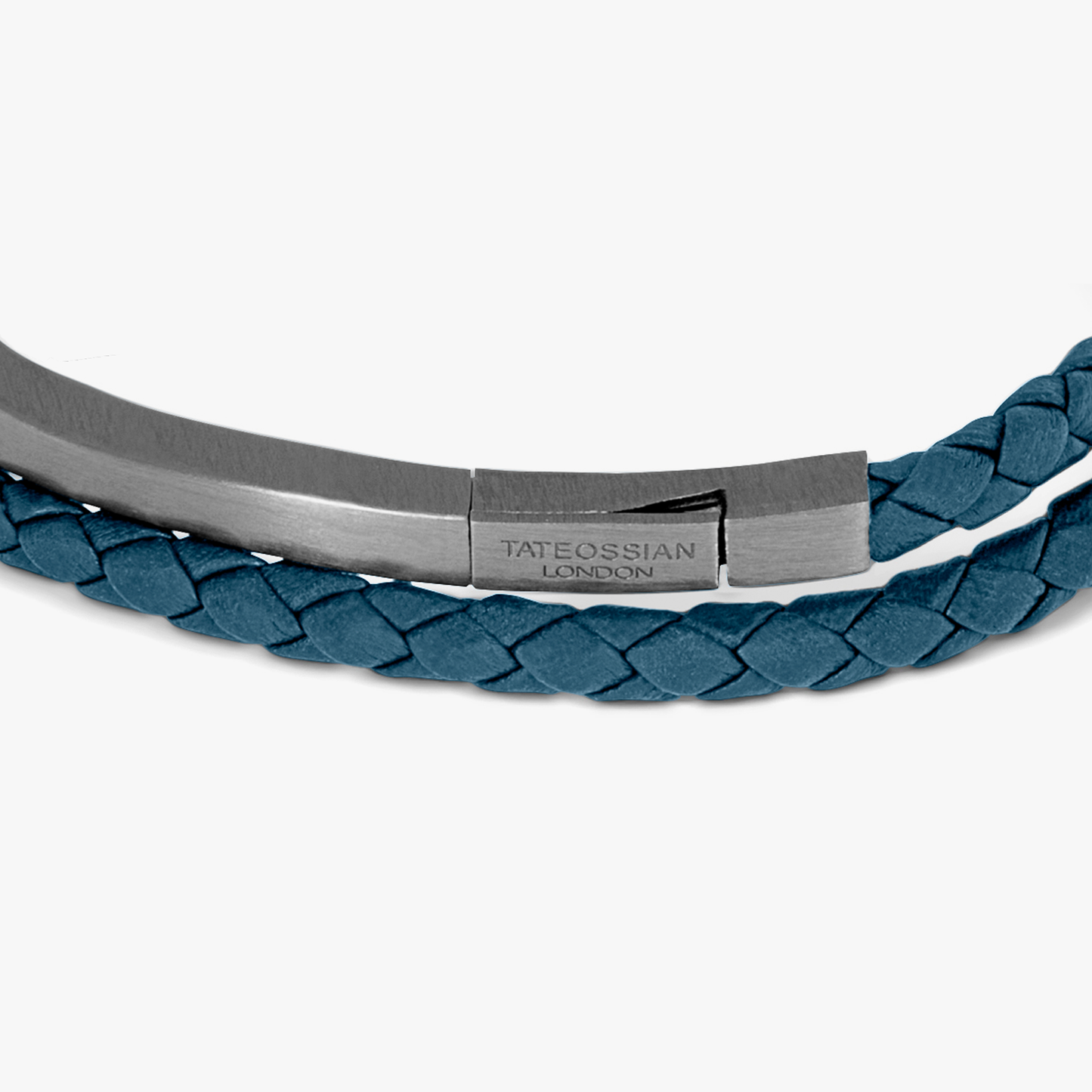 Mezzo Noir bracelet in Italian navy leather with black rhodium plated sterling silver (UK) 3