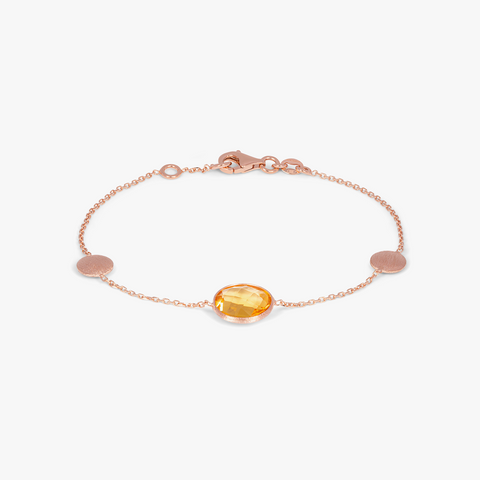 Kensington bracelet with citrine in 14k satin rose gold (UK) 1