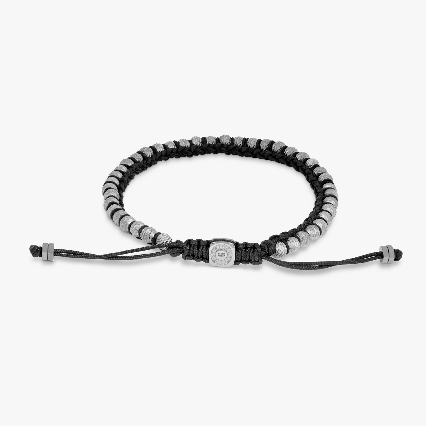 Sennit Bracelet In Rhodium Plated Silver with Semi-Precious Beads