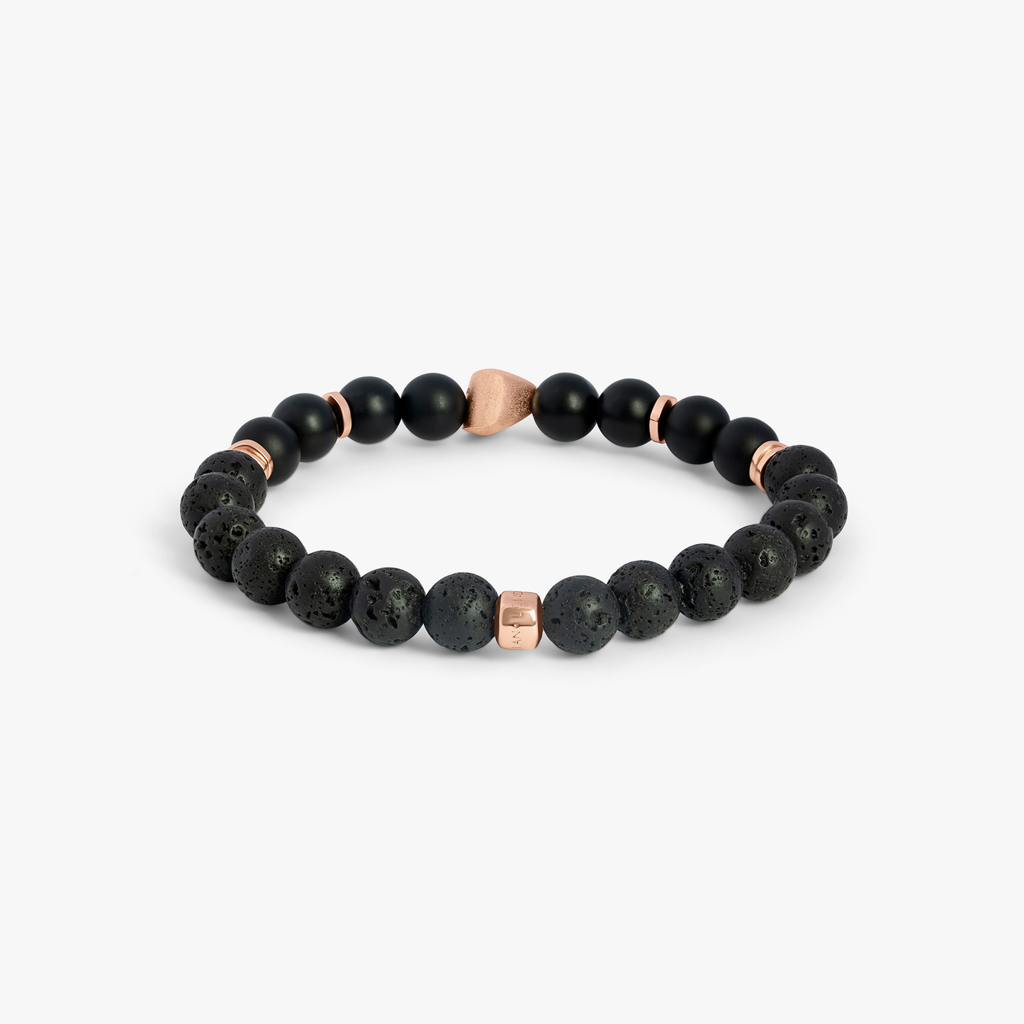 Nugget Bracelet In Rose Gold Plated Silver with Onyx Beads