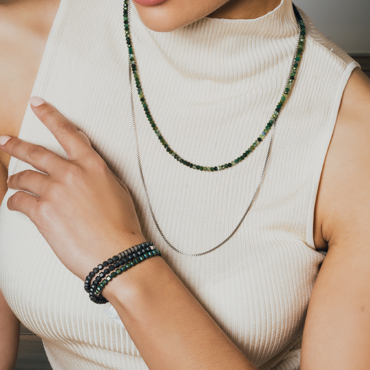 Rhodium plated sterling silver Hellenica necklace