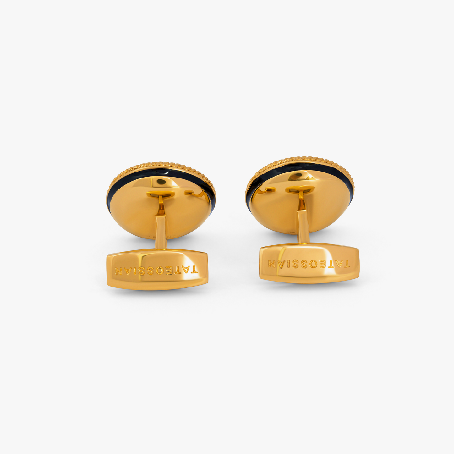 Cable bowl cufflinks in Yellow gold plated sterling silver with topaz
