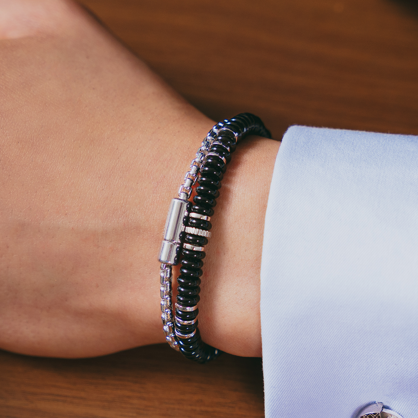 Pop Sleek Box Chain Bracelet In Rhodium Plated Silver