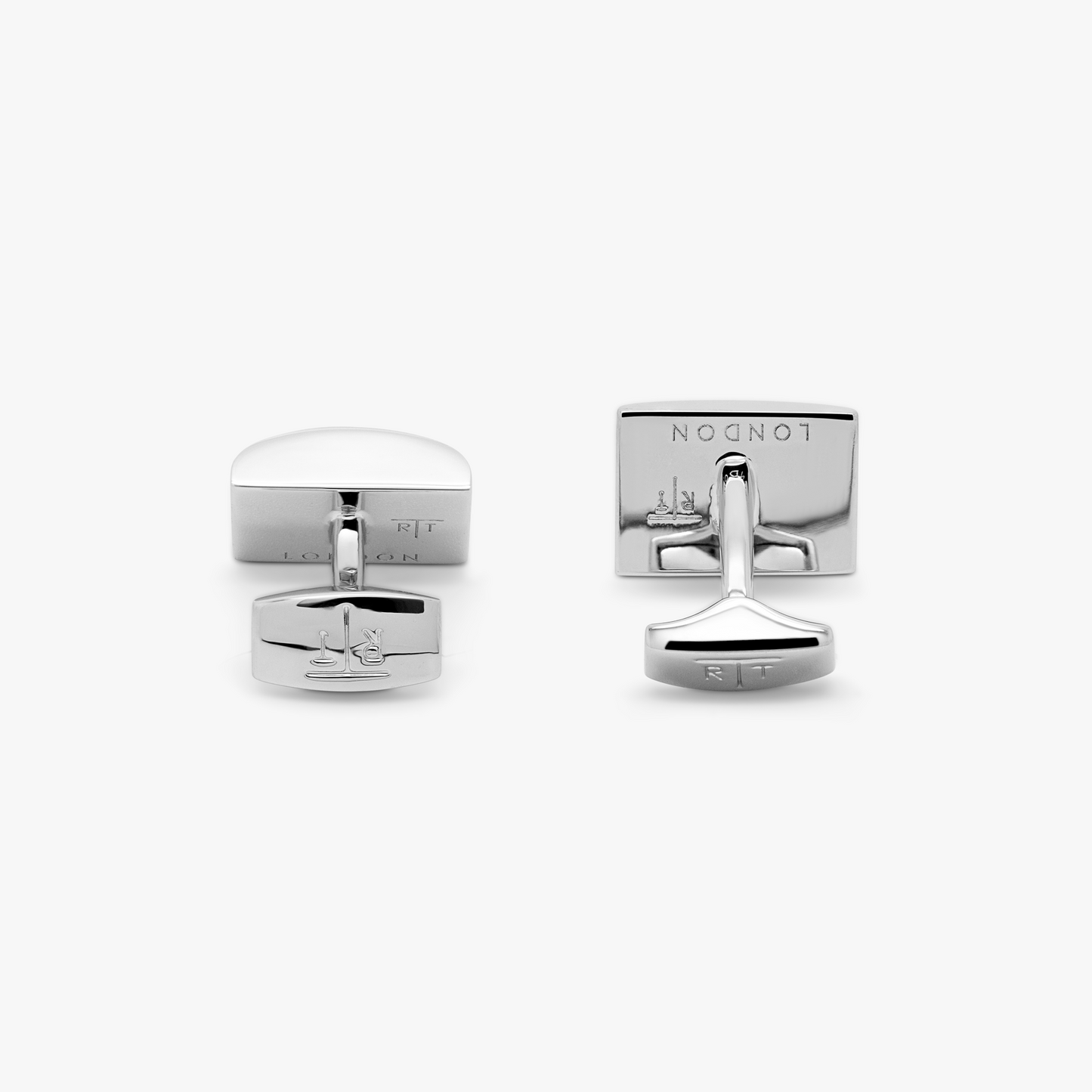 Carbon D-Shape cufflinks with Palladium Plated & blue alutex