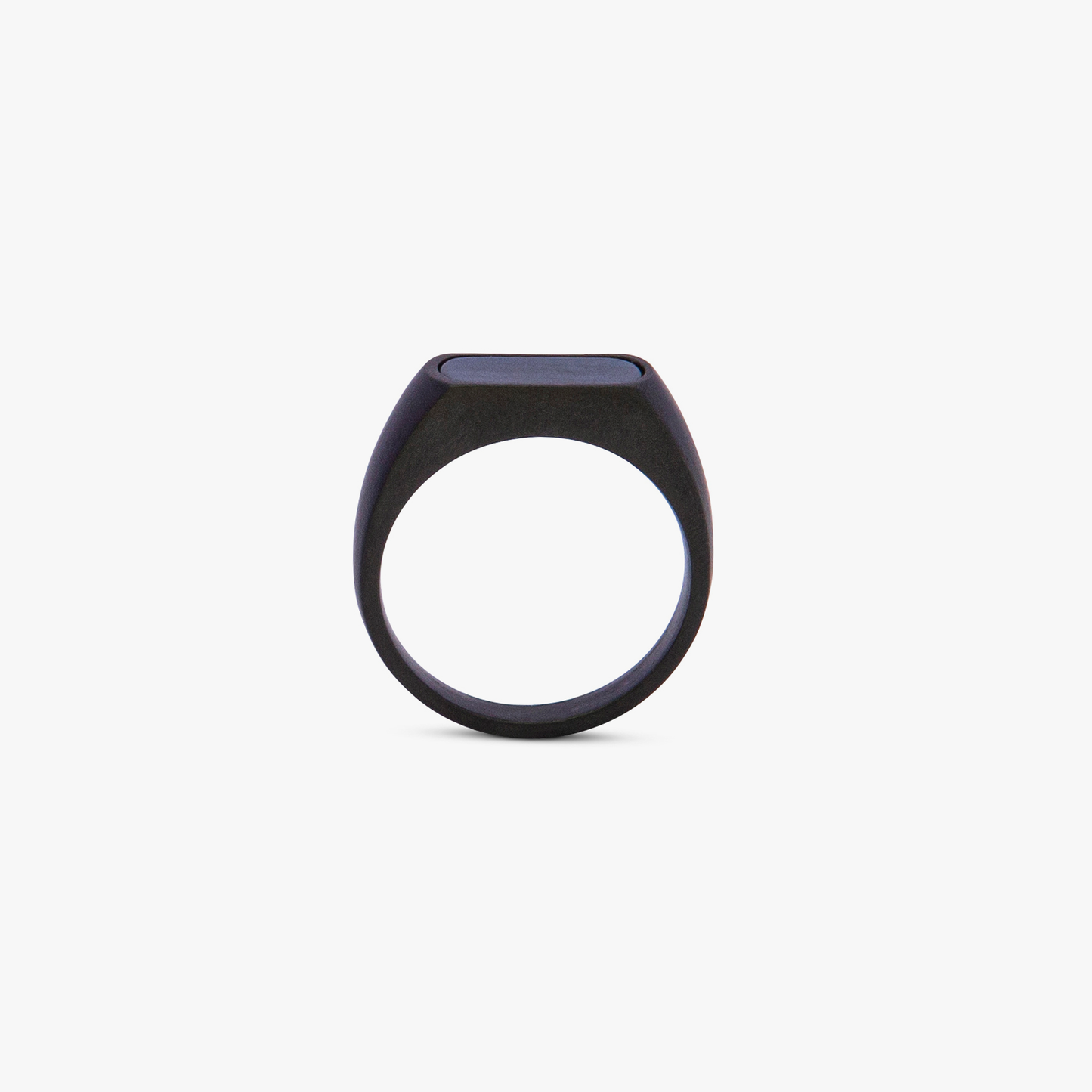 Black IP stainless steel RT Signet ring with sodalite
