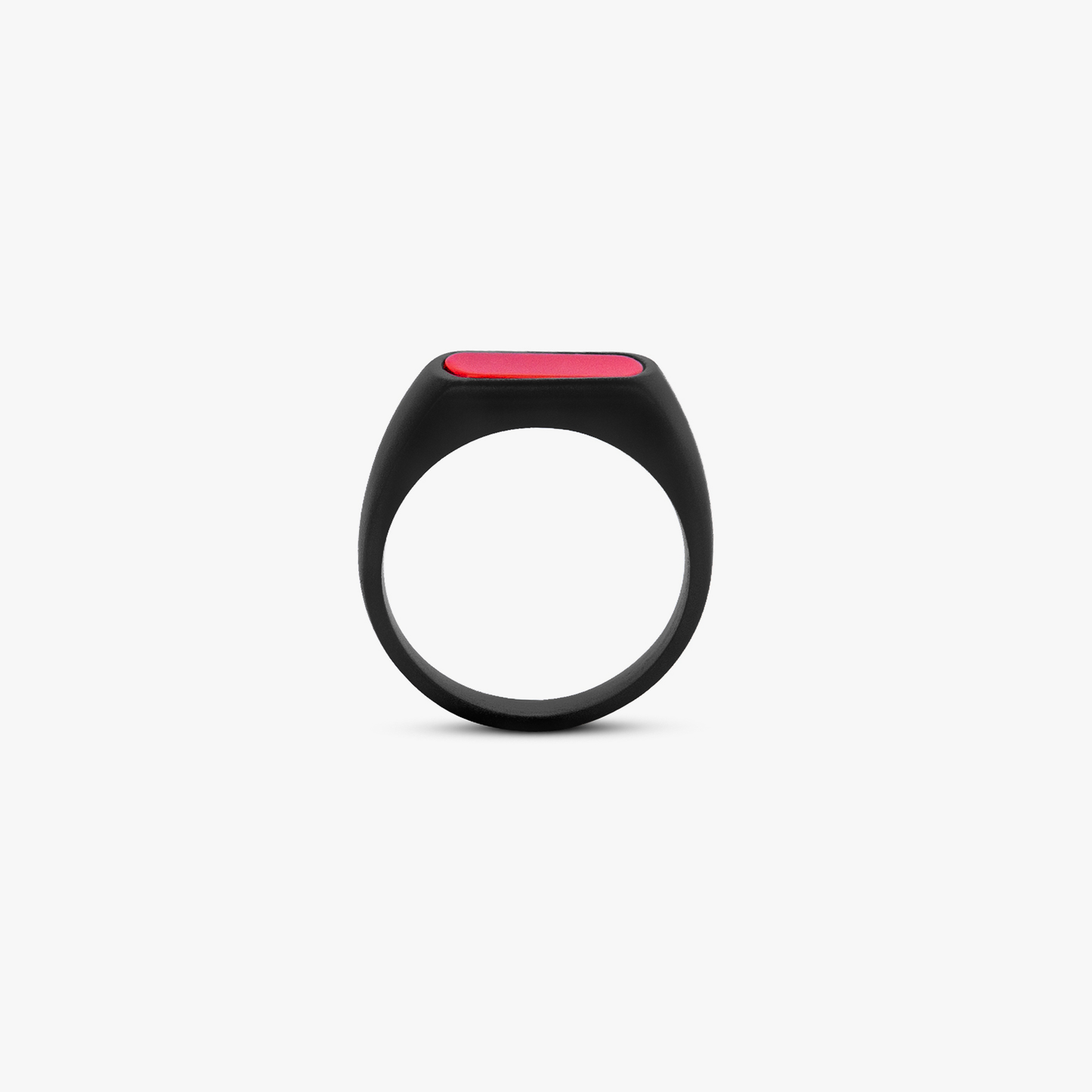 Black IP stainless steel RT Signet ring with carnelian