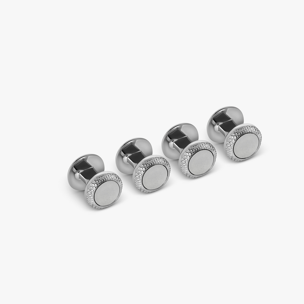 Classic Shirt Studs Set In Silver And Base Metal Tateossian