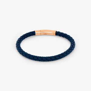 Tubo Taito bracelet in navy leather with 18k rose gold (UK) 2