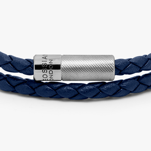 Pop Rigato Double Wrap Leather Bracelet In Navy
