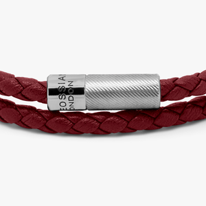 Pop Rigato bracelet in double wrap Italian red leather with sterling silver (UK) 2