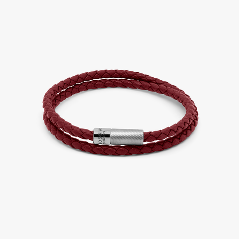 Pop Rigato bracelet in double wrap Italian red leather with sterling silver (UK) 1