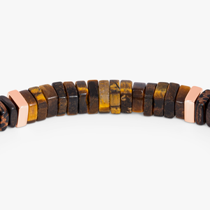 Legno bracelet in tiger eye, palm and ebony wood with rose gold plated sterling silver (UK) 3