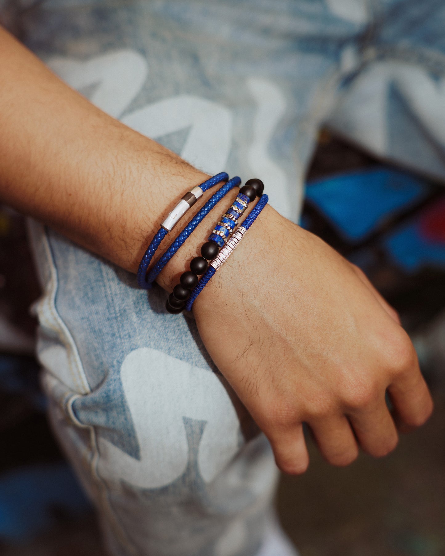 Giza Bracelet In Blue Sodalite With Stainless Steel