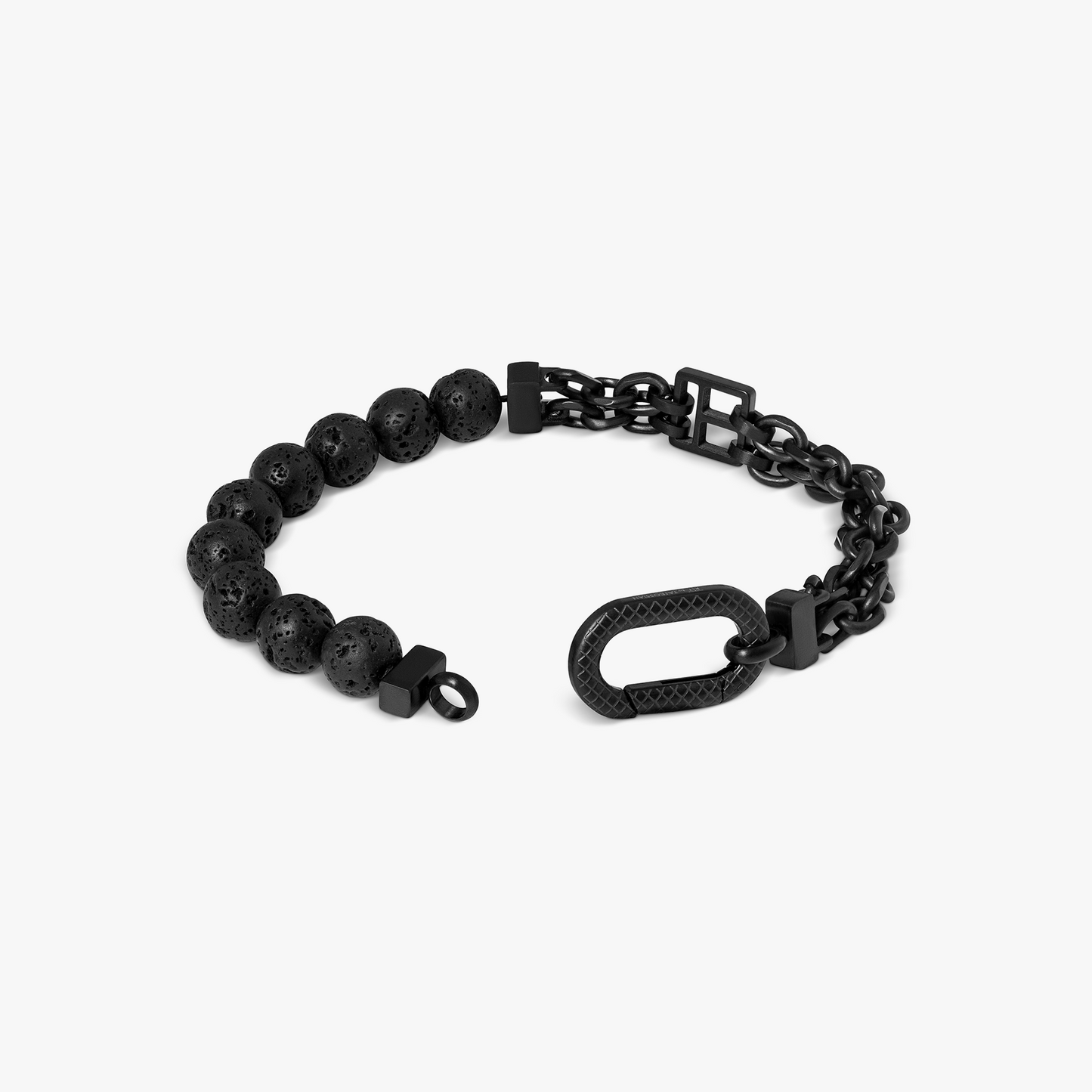 Catena Isaac Bracelet In Black IP Plated Stainless Steel and Lava Beads
