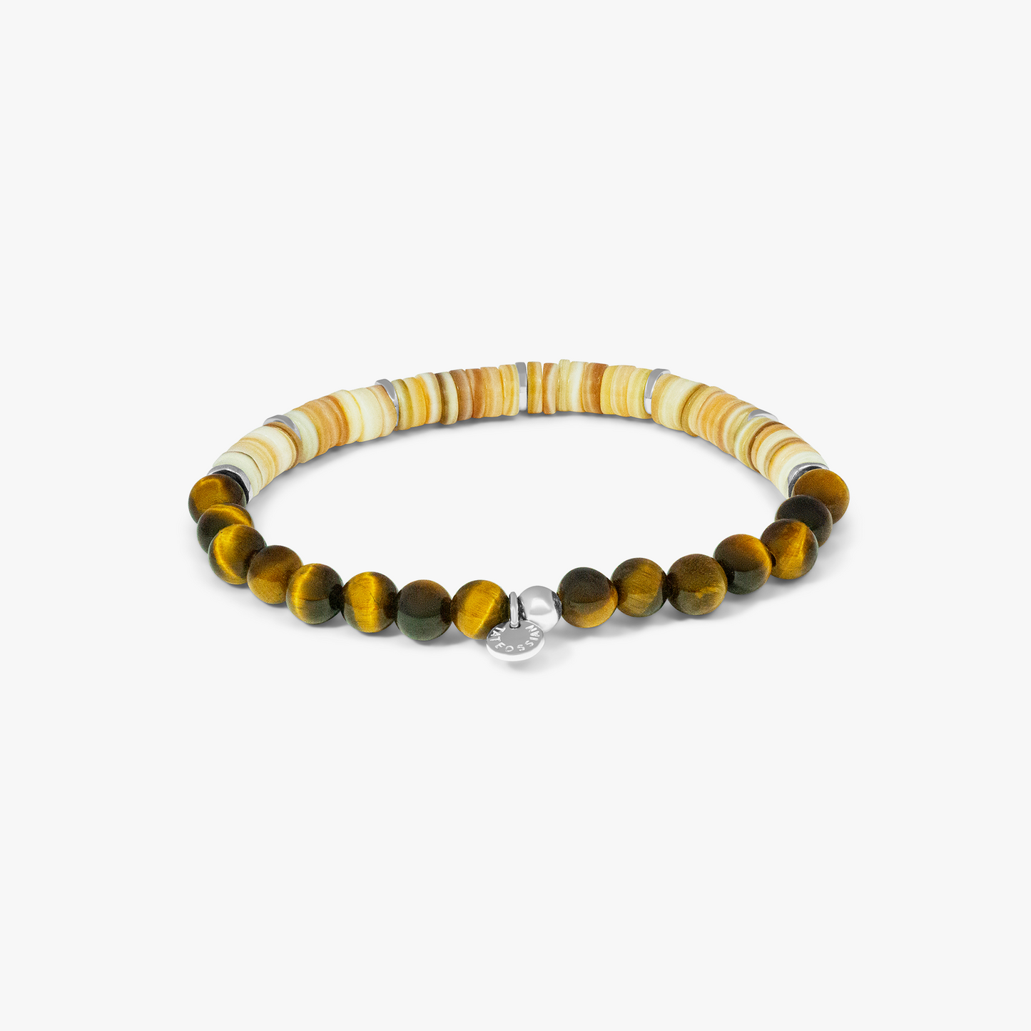 Oceana Bracelet In Beige Rhodium Plated Silver