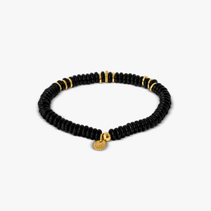 Positano Beaded Bracelet In Black With 18K Yellow Gold Plated  